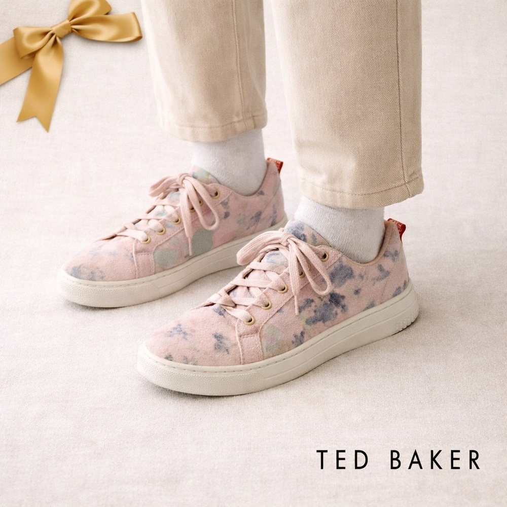 Ted Baker Floral Sneakers Pastel Pink Grey Women's US 8